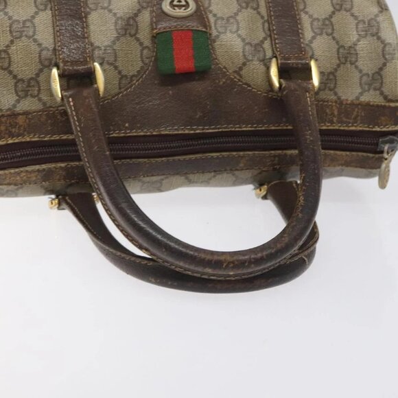 GUCCI GG Supreme Web Sherry Line Hand Bag PVC Beige Gold - Picture 7 of 16